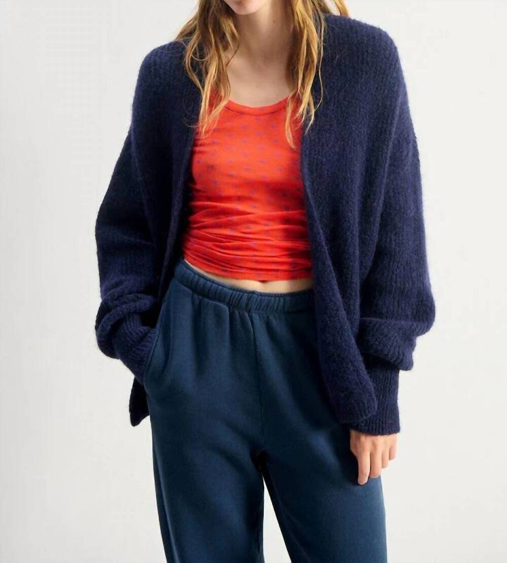 NEW AMERICAN VINTAGE east textured cardigan in anthracite